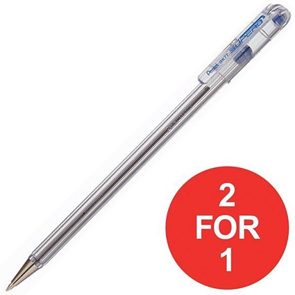 Pentel Superb Ballpoint Pen / 0.7mm Tip / 0.25mm Line / Blue / Pack of 12 / Buy One Get One FREE
