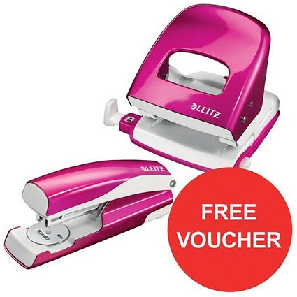 Leitz NeXXt WOW Hole Punch & Stapler - Pink - Offer Includes FREE £5 Boots Gift Card
