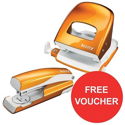 Leitz NeXXt WOW Hole Punch & Stapler - Orange - Offer Includes FREE £5 Boots Gift Card