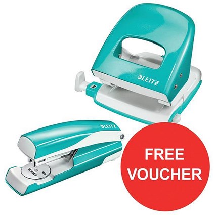 Leitz NeXXt WOW Hole Punch & Stapler - Ice Blue - Offer Includes FREE £5 Boots Gift Card