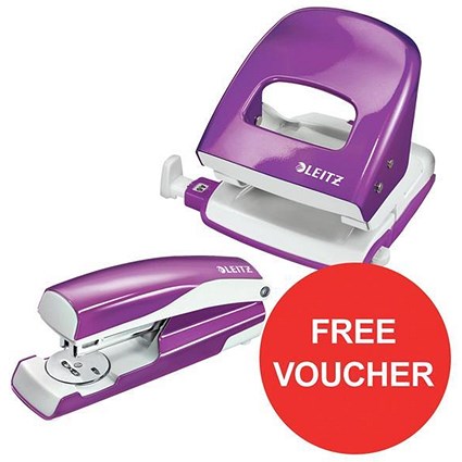 Leitz NeXXt WOW Hole Punch & Stapler - Purple - Offer Includes FREE £5 Boots Gift Card