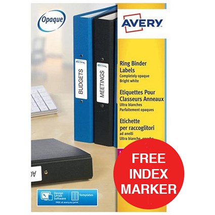 Avery Laser Ring Binger Files Labels / 100x30mm / 450 Labels - Offer Includes FREE Index Marker