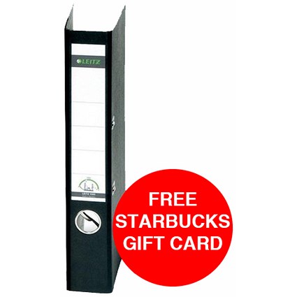 Leitz Standard A4 Mini Lever Arch Files / 52mm Spine / Black / Pack of 10 / Offer Includes FREE £5 Starbucks Gift Card