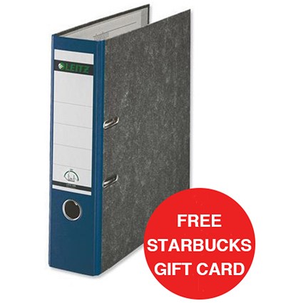 Leitz Standard A4 Lever Arch Files / 80mm Spine / Blue / Pack of 10 / Offer Includes FREE £5 Starbucks Gift Card