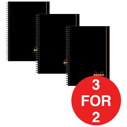 Rhodia Polypropylene Notebook / Wirebound / Lined & Margin / A5 / Pack of 3 / 3 for the Price of 2