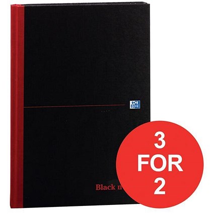 Black n' Red Casebound Notebook / A4 / Ruled / 192 Pages / Pack of 5 / 3 for the price of 2
