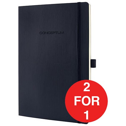Sigel Conceptum Padded Cover Notebook / A5 / Ruled / 194 Pages / Black / Buy One Get One FREE
