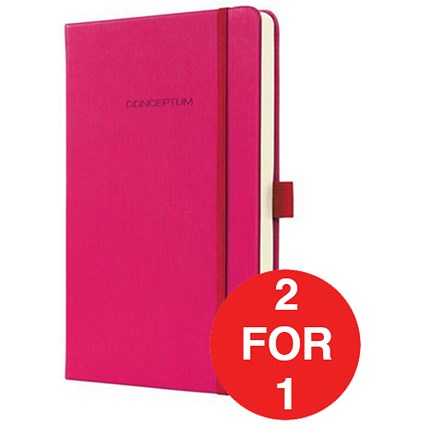Sigel Conceptum Hard Cover Notebook / A5 / Ruled / 194 Pages / Pink / Buy One Get One FREE