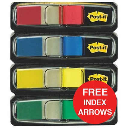 Post-it Small Repositionable Index Flags & Indexes / Standard Colours / Pack of 206 / Offer Includes FREE Index Arrows