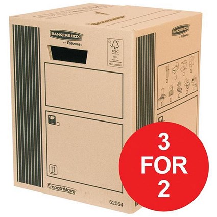 Fellowes Smooth Move Bankers Removal Boxes / Small / Pack of 10 / 3 for the Price of 2
