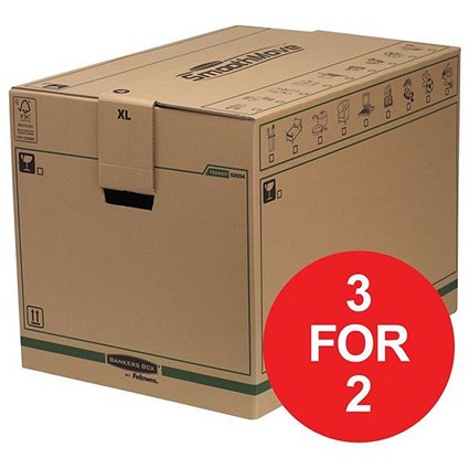 Fellowes Smooth Move Bankers Removal Boxes / Extra Large / Pack of 5 / 3 for the Price of 2