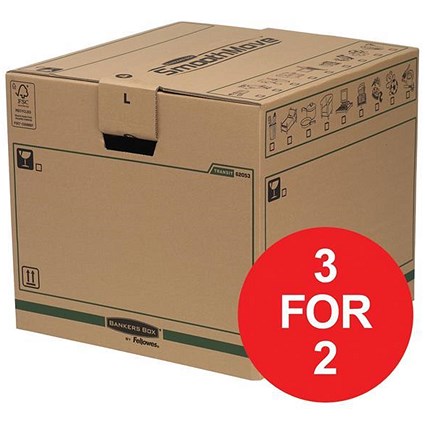 Fellowes Smooth Move Bankers Removal Boxes / Large / Pack of 5 / 3 for the Price of 2