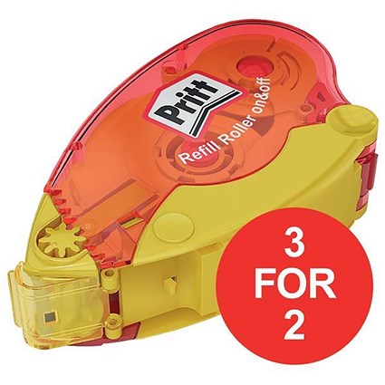 Pritt Glue-It Roller / Non-permanent Adhesive / Refillable / 3 for the Price of 2