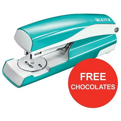 Leitz NeXXt WOW Stapler / 3mm / 30 Sheet Capacity / Ice Blue / Offer Includes FREE Rolos