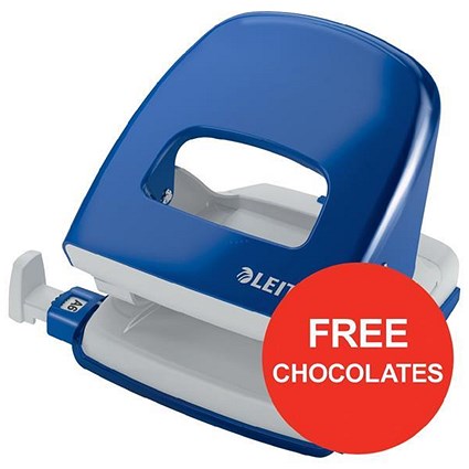 Leitz NeXXt Hole Punch / Blue / Punch capacity: 30 Sheets / Offer Includes FREE Rolos