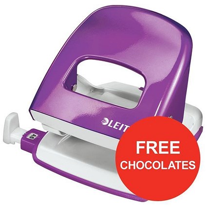 Leitz NeXXt WOW Hole Punch / Purple / Punch capacity: 30 Sheets / Offer Includes FREE Rolos