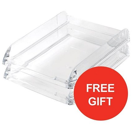 Rexel Nimbus Letter Tray and Magazine Rack / Clear / Offer includes FREE Pencil Cup