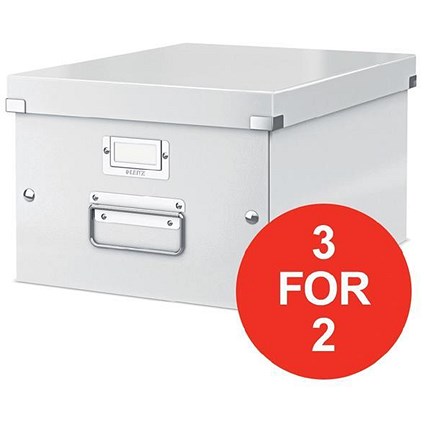 Leitz WOW Click & Store Medium Storage Box / A4 / White / 3 for the Price of 2