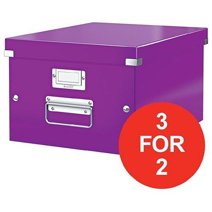 Leitz WOW Click & Store Box / Medium / A4 / Purple / 3 for the Price of 2