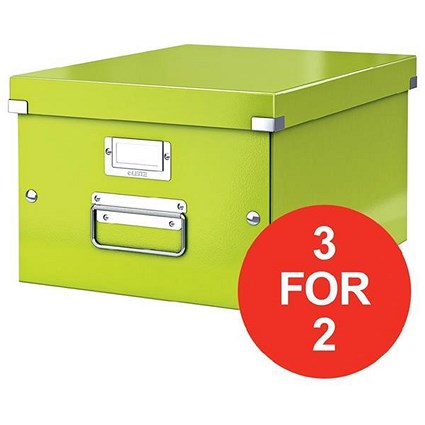 Leitz WOW Click & Store Medium Storage Box / A4 / Green / 3 for the Price of 2