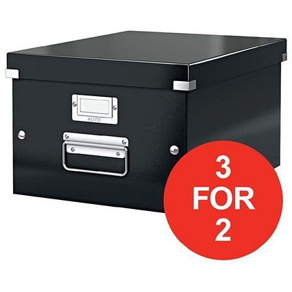 Leitz WOW Click & Store Medium Collapsible Archive Box / A4 / Black / 3 for the Price of 2