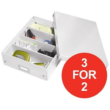 Leitz WOW Click & Store Organiser Box / Medium / White / 3 for the Price of 2