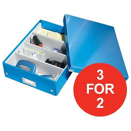 Leitz WOW Click & Store Organiser Box / Medium / Blue / 3 for the Price of 2