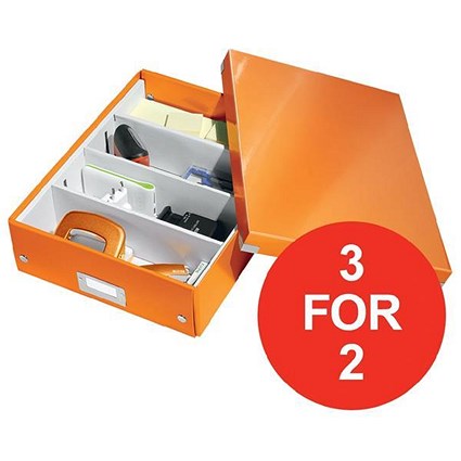 Leitz WOW Click & Store Organiser Box / Medium / Orange / 3 for the Price of 2