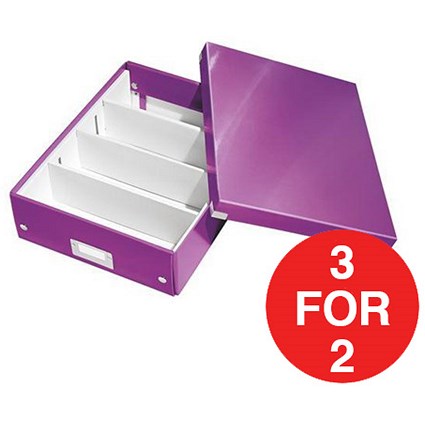 Leitz WOW Click & Store Organiser Box / Medium / Purple / 3 for the Price of 2