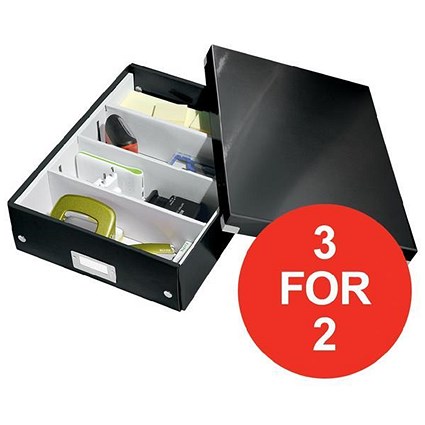 Leitz Click & Store Organiser Box / Medium / Black / 3 for the Price of 2