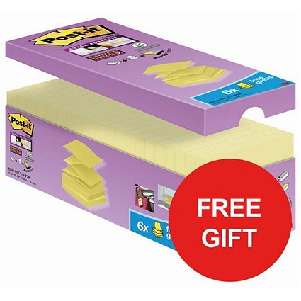 Post-It Super Sticky Z-Notes / Super Strong / 76x76mm / Canary Yellow / 40 Pads of 100 Notes / Redeem your FREE Tote Gift Bag