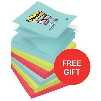 Post-it Super Sticky Z-Notes / 76x76mm / Miami / 12 Pads of 90 Notes / Redeem your FREE Tote Gift Bag