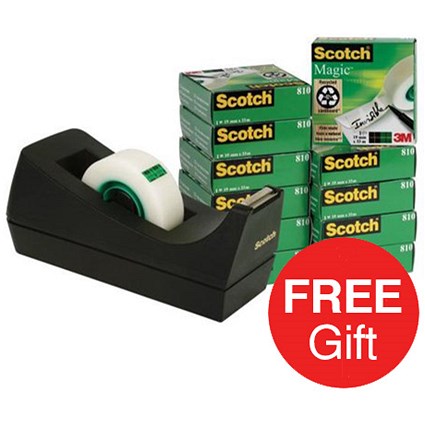 Scotch Magic Tape 12 rolls with FREE Dispenser - 19mmx33m - Redeem your FREE Tote Gift Bag