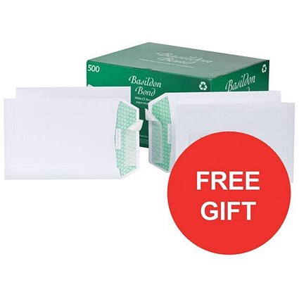 Basildon Bond Recycled C5 Pocket Envelopes / White / Peel & Seal / 120gsm / Pack of 500 / Offer Includes FREE Tetley Fruit and Herbal Tea