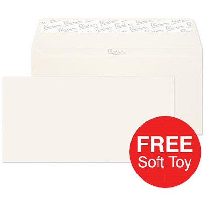 Blake Premium DL Wallet Envelopes / Laid / High White / Peel & Seal / 120gsm / 2 Packs of 500 / Offer Includes FREE Zebra Soft Toy