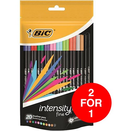 Bic Intensity Fine Writing Felt Pen / Assorted Colours / Pack of 20 / Buy One Get One FREE