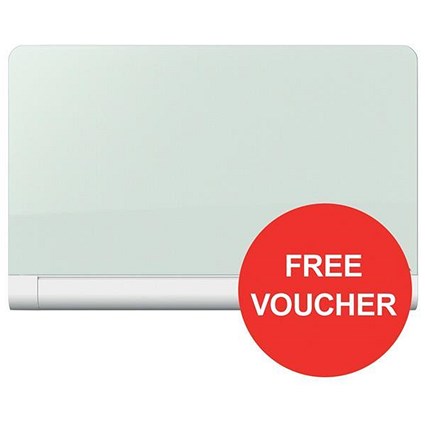 Nobo Curved Diamond Glass Board / Magnetic / W993xH559mm / White / Redeem your FREE £10 High Street Vouchers