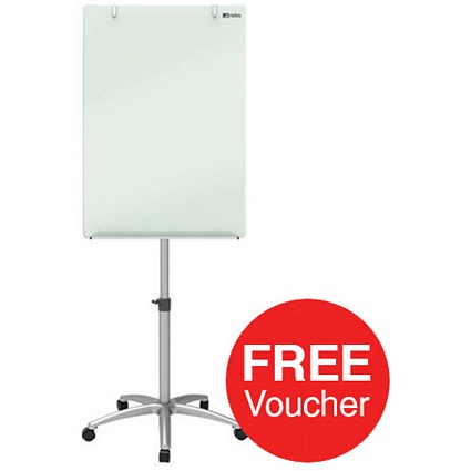 Nobo Diamond Mobile Easel / Glass / 700x1000mm / Redeem your FREE £20 High Street Vouchers