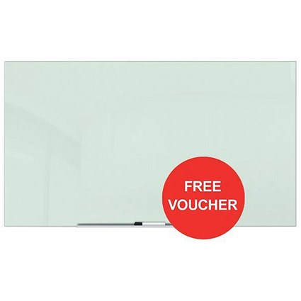 Nobo Diamond Glass Board / Magnetic / W993xH559mm / White / Redeem your FREE £10 High Street Vouchers