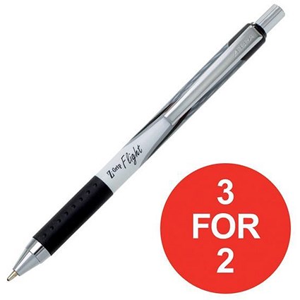 Zebra Z-Grip Flight Ball Pen / Medium / Black / Pack 12 / 3 for the Price of 2