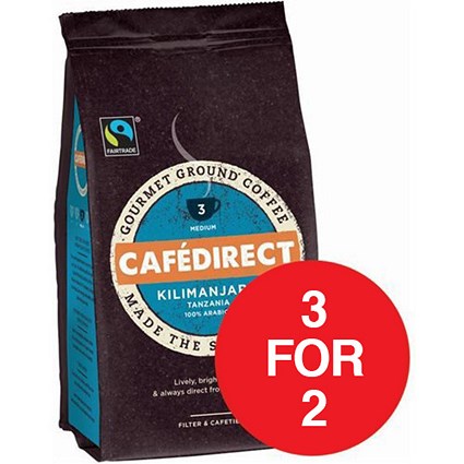 Cafe Direct Fairtrade Kilimanjaro Ground Coffee / 227g / 3 for the price of 2