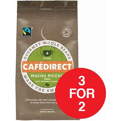 Cafe Direct Fairtrade Machu Pichu Peruvian Coffee Beans / 227g / 3 for the price of 2