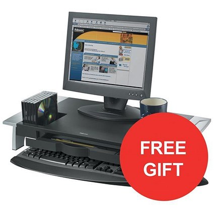 Fellowes Office Suites Monitor Riser / Large / 22kg Capacity / Offer Includes FREE Evian Water 24 pack