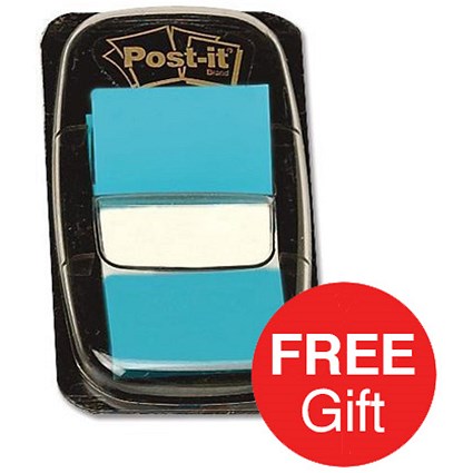 Post-it Index Flags / Bright Blue / 24 Pads of 50 Notes / Redeem your FREE Tote Gift Bag