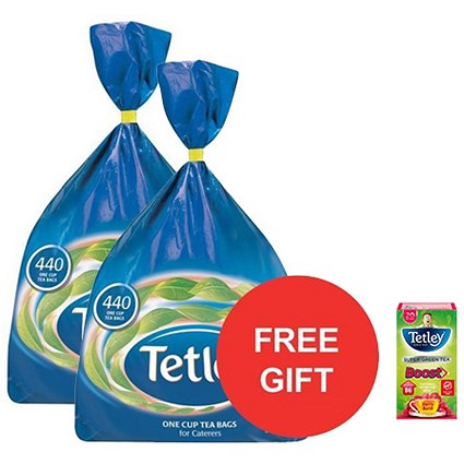 Tetley One Cup Tea Bags / Pack of 440 x 2 / Offer Includes FREE Tetley Tea Towel & Boost Berries Tea