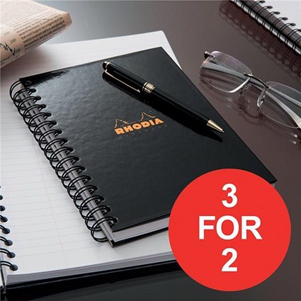 Rhodia Notebook / Hardback / Wirebound / Lined & Margin / A4 / Pack of 3 / 3 for the Price of 2