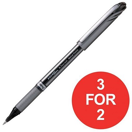 Pentel EnerGel Plus Rollerball Pen / Medium / 0.35mm Line / Black / Pack of 12 / 3 for the Price of 2