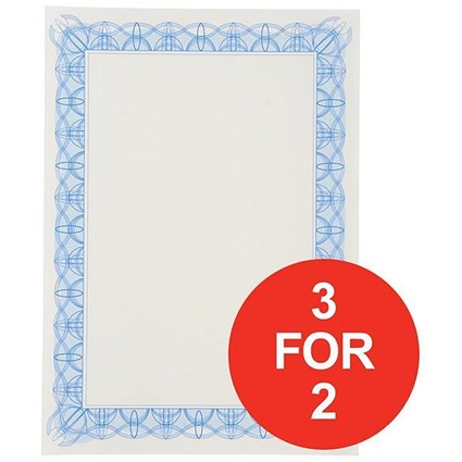 A4 Certificate Papers with Foil Seals / Blue / 90gsm / Pack of 30 / 3 for the Price of 2