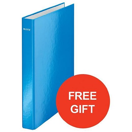 Leitz WOW Ring Binder / 2 D-Ring / 40mm Spine / 25mm Capacity / A4 / Blue / Pack of 10 / Redeem Your FREE Pen Pot