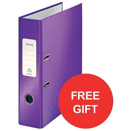 Leitz WOW A4 Lever Arch Files / 80mm Spine / Purple / Pack of 10 / Redeem Your FREE Pen Pot